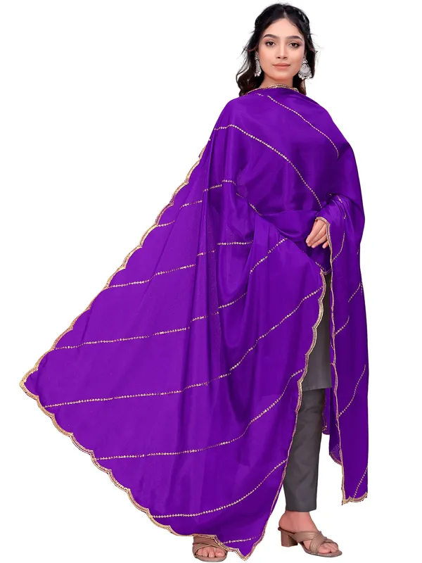 Chinon_Laheriya_Sequin_Work_Dupatta_With_Scalloped_Border_Violet
