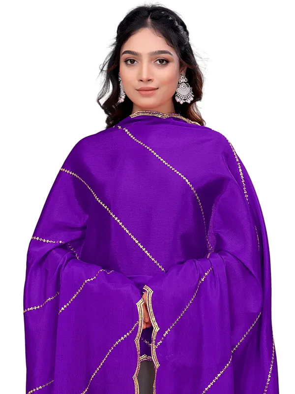 Chinon_Laheriya_Sequin_Work_Dupatta_With_Scalloped_Border_Violet