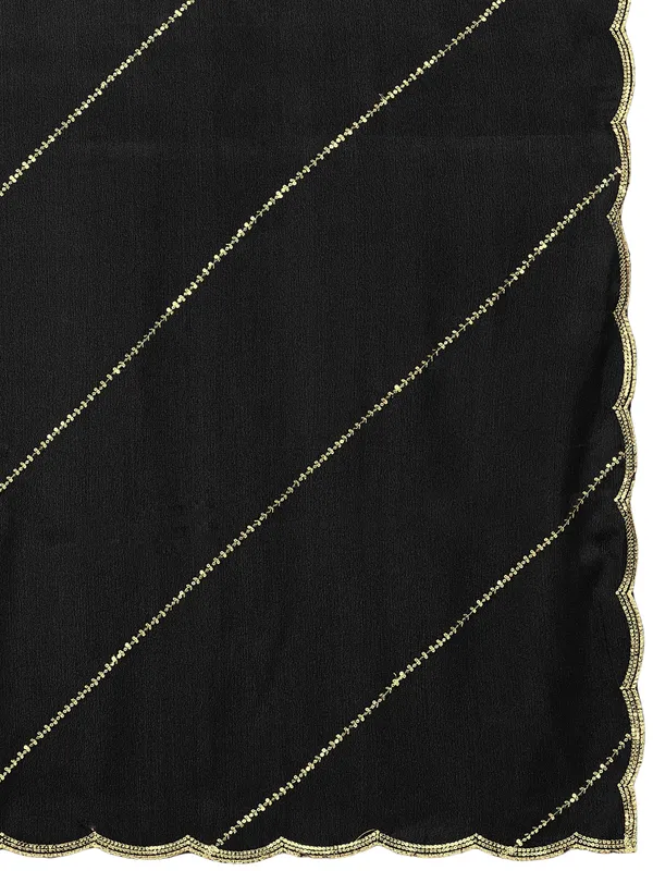 Chinon_Laheriya_Sequin_Work_Dupatta_With_Scalloped_Border_Black