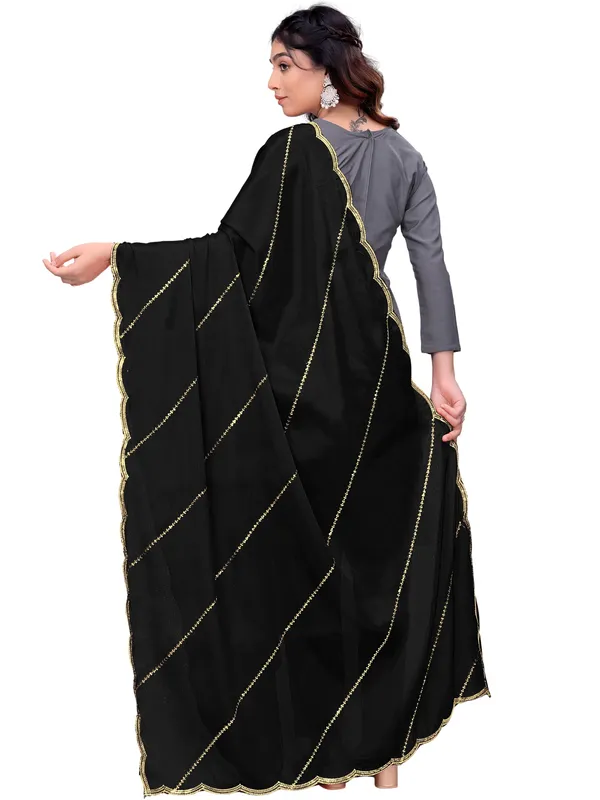 Chinon_Laheriya_Sequin_Work_Dupatta_With_Scalloped_Border_Black