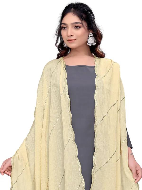 Chinon_Laheriya_Sequin_Work_Dupatta_With_Scalloped_Border_Off_White