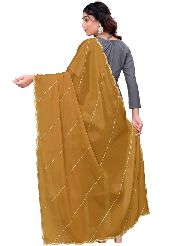 Chinon_Laheriya_Sequin_Work_Dupatta_With_Scalloped_Border_Brown