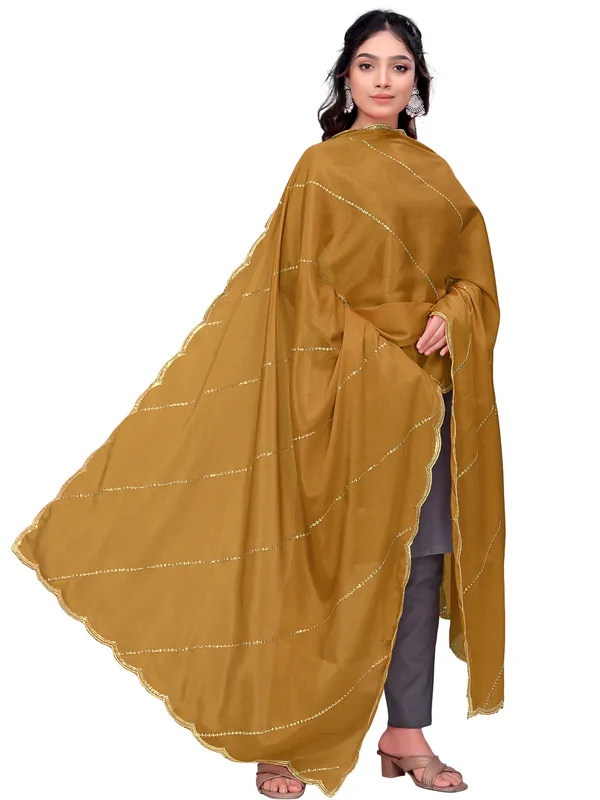 Chinon_Laheriya_Sequin_Work_Dupatta_With_Scalloped_Border_Brown