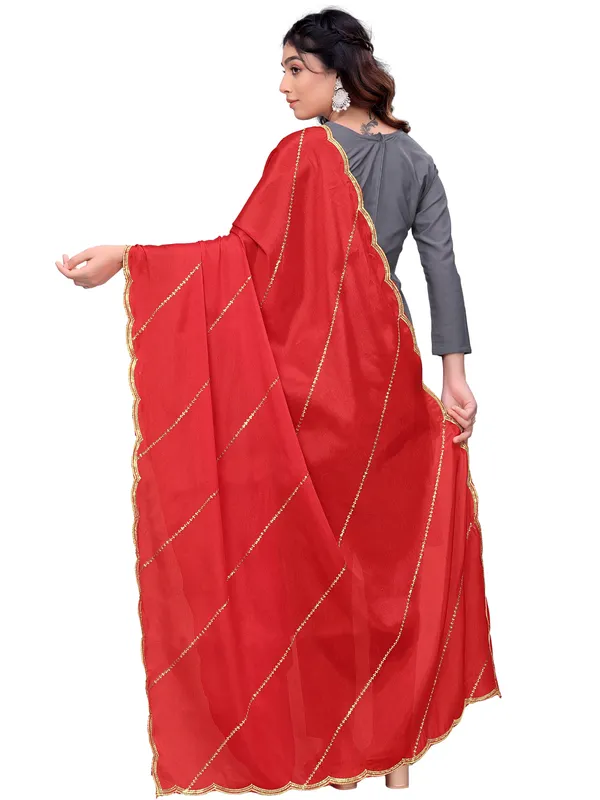 Chinon_Laheriya_Sequin_Work_Dupatta_With_Scalloped_Border_Red