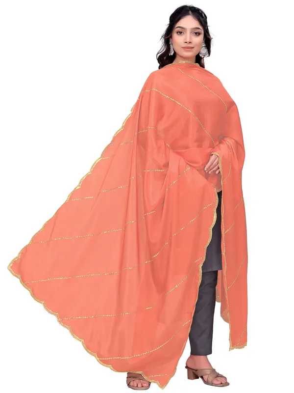 Chinon_Laheriya_Sequin_Work_Dupatta_With_Scalloped_Border_Peach