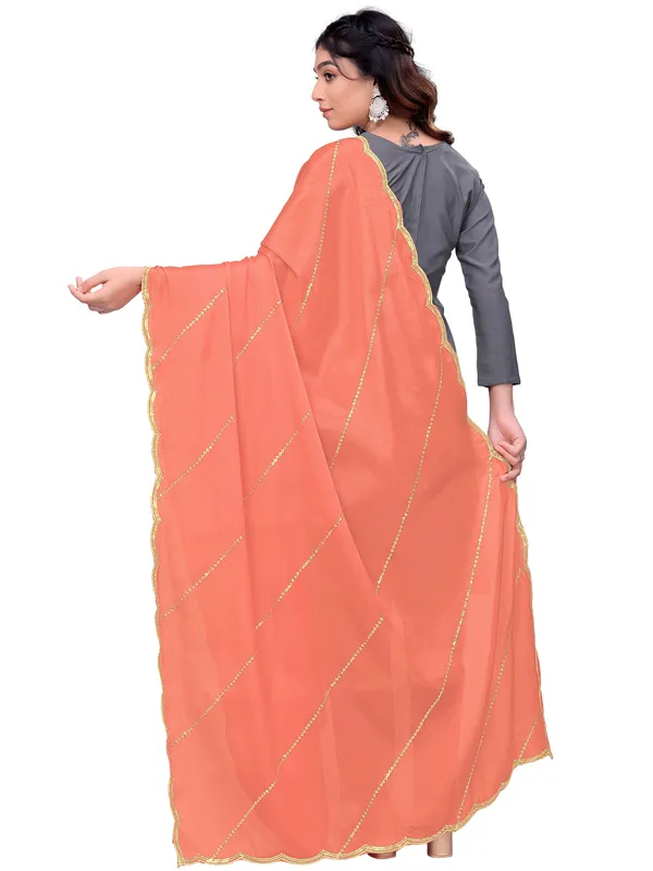 Chinon_Laheriya_Sequin_Work_Dupatta_With_Scalloped_Border_Peach