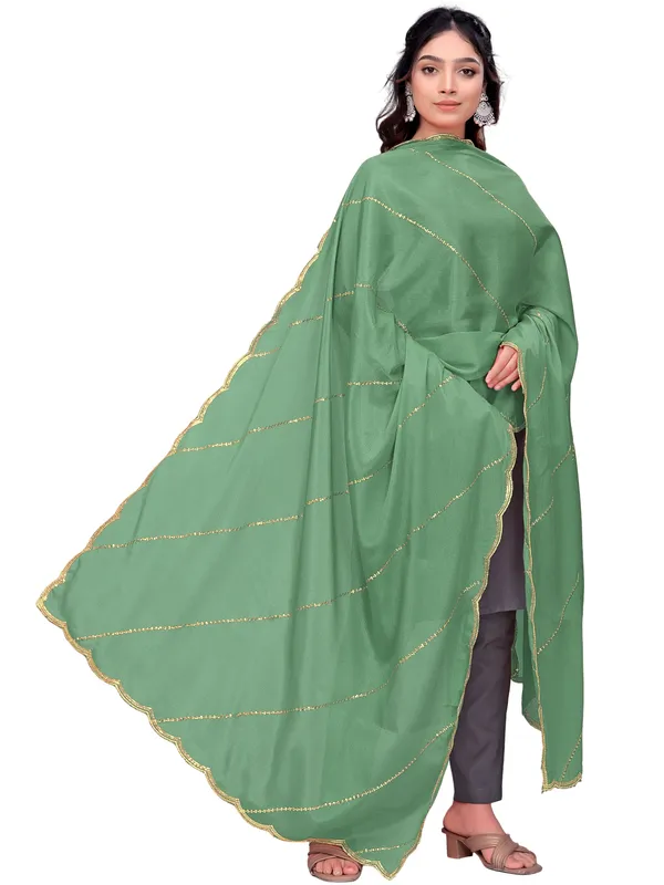 Chinon_Laheriya_Sequin_Work_Dupatta_With_Scalloped_Border_Pista_Green