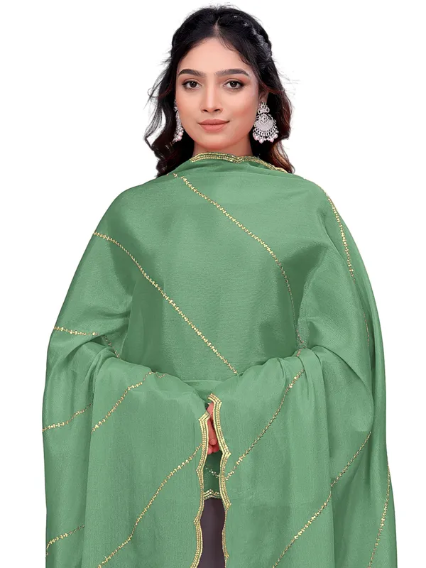 Chinon_Laheriya_Sequin_Work_Dupatta_With_Scalloped_Border_Pista_Green