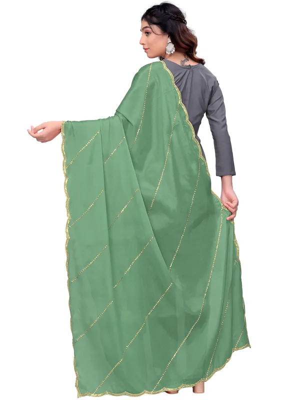 Chinon_Laheriya_Sequin_Work_Dupatta_With_Scalloped_Border_Pista_Green