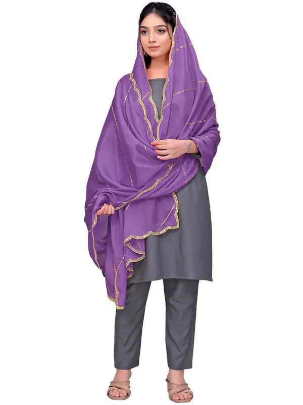 Chinon_Laheriya_Sequin_Work_Dupatta_With_Scalloped_Border_Lavender