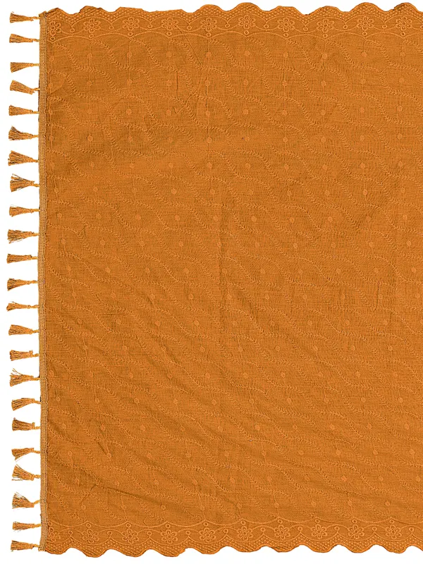 Cotton_Schiffli_Dupatta_With_Scalloped_Border_Tassels_Rust