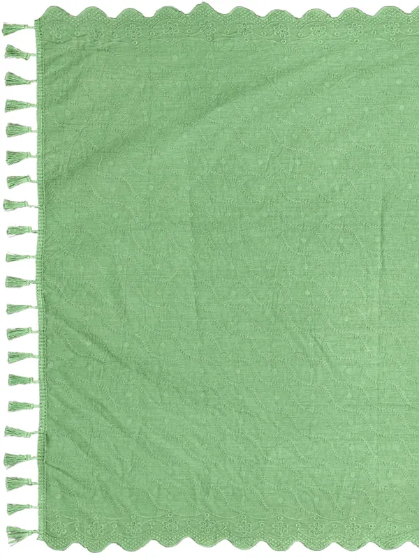 Cotton_Schiffli_Dupatta_With_Scalloped_Border_Tassels_Pista_Green