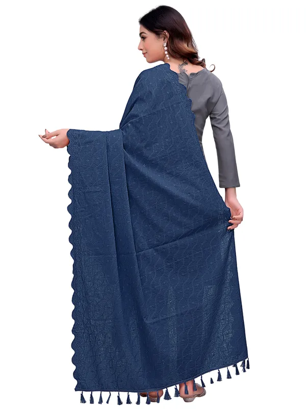 Cotton_Schiffli_Dupatta_With_Scalloped_Border_Tassels_Kerosin_Blue