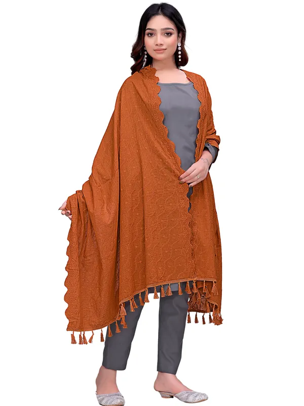Cotton_Schiffli_Dupatta_With_Scalloped_Border_Tassels_Mustard_Yellow