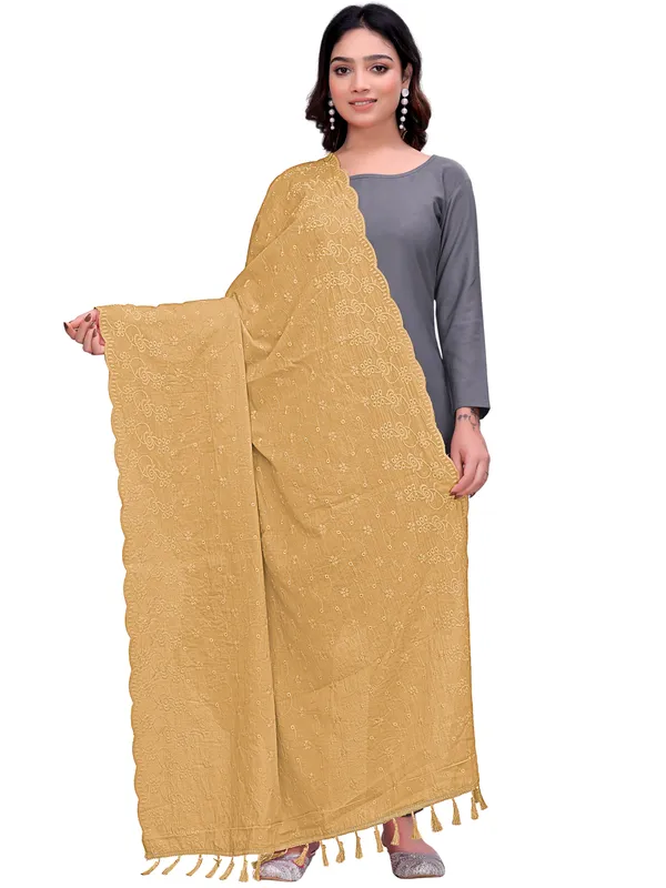 Cotton_Floral_Schiffli_Embroidered_Dupatta_With_Tassels_Beige