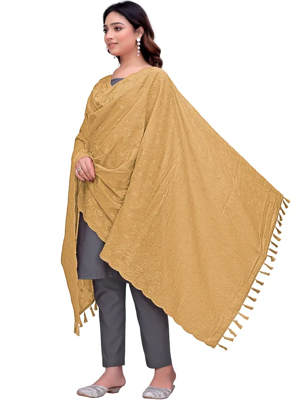 Cotton_Floral_Schiffli_Embroidered_Dupatta_With_Tassels_Beige