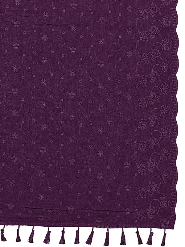 Cotton_Floral_Schiffli_Embroidered_Dupatta_With_Tassels_Wine