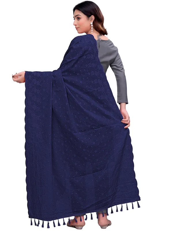 Cotton_Floral_Schiffli_Embroidered_Dupatta_With_Tassels_Navy_Blue