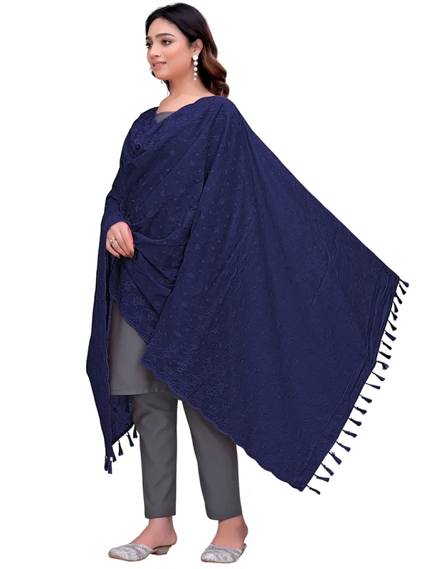 Cotton_Floral_Schiffli_Embroidered_Dupatta_With_Tassels_Navy_Blue