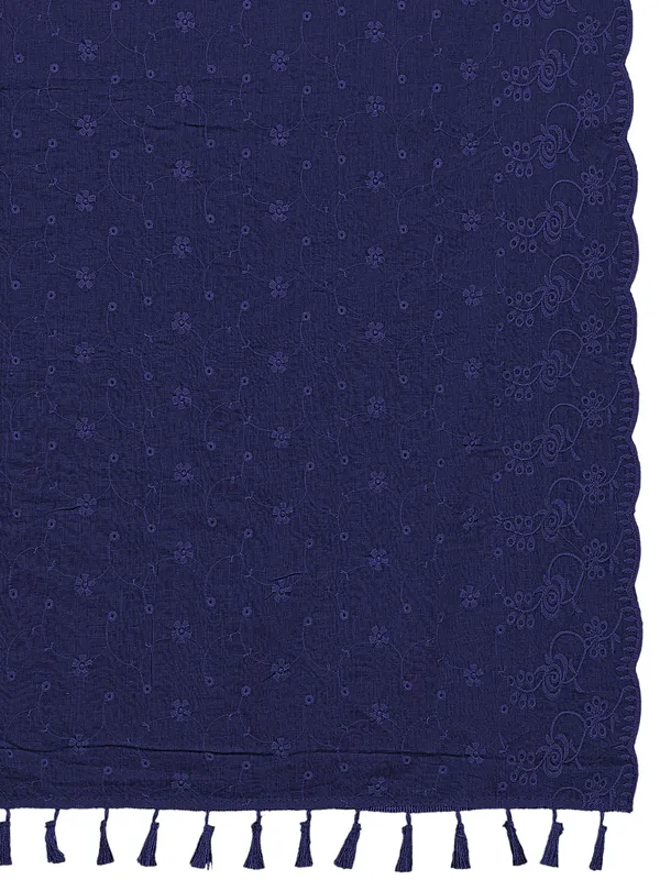 Cotton_Floral_Schiffli_Embroidered_Dupatta_With_Tassels_Navy_Blue