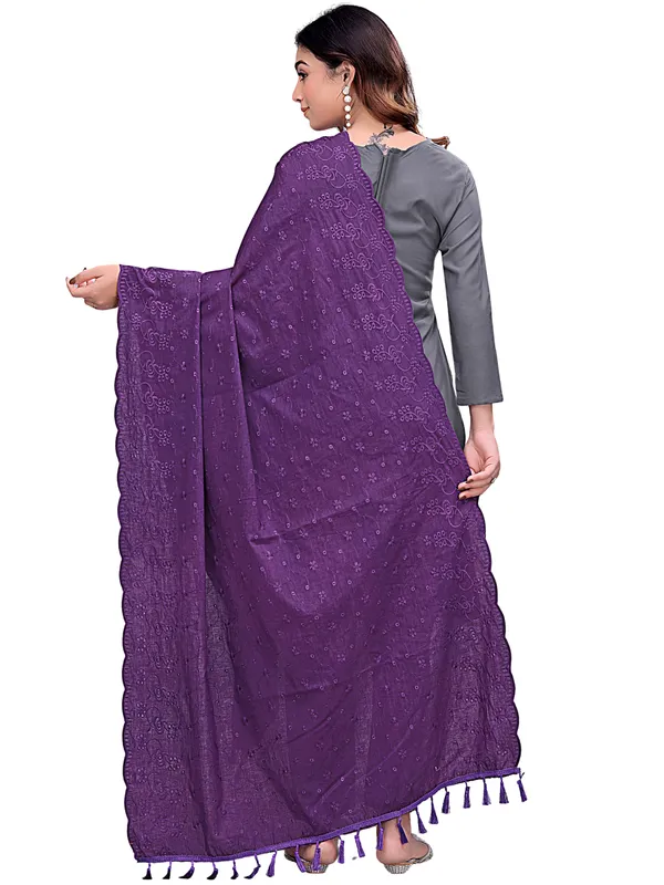 Cotton_Floral_Schiffli_Embroidered_Dupatta_With_Tassels_Violet