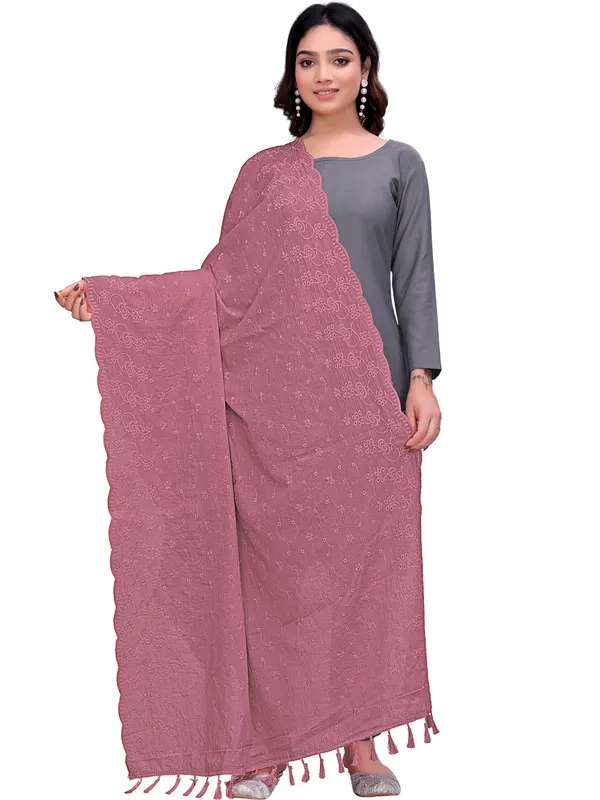 Cotton_Floral_Schiffli_Embroidered_Dupatta_With_Tassels_Onion_Pink