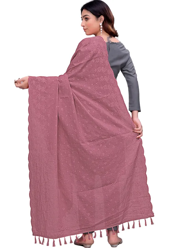 Cotton_Floral_Schiffli_Embroidered_Dupatta_With_Tassels_Onion_Pink