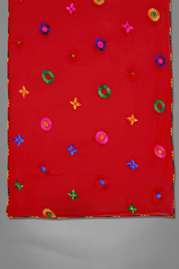 Nazmin_Multicolour_Floral_Embroidered_Dupatta_With_Lace_Red