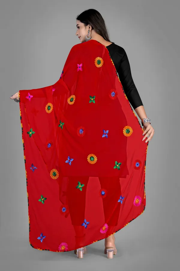 Nazmin_Multicolour_Floral_Embroidered_Dupatta_With_Lace_Red
