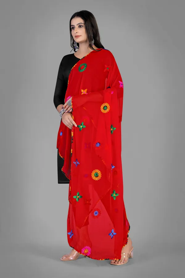 Nazmin_Multicolour_Floral_Embroidered_Dupatta_With_Lace_Red