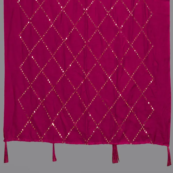 Chanderi_Diamond_Checks_Sequin_Dupatta_With_Tassels_Pink