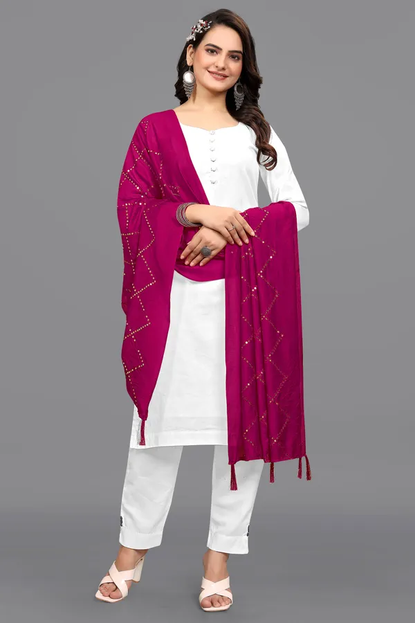 Chanderi_Diamond_Checks_Sequin_Dupatta_With_Tassels_Pink