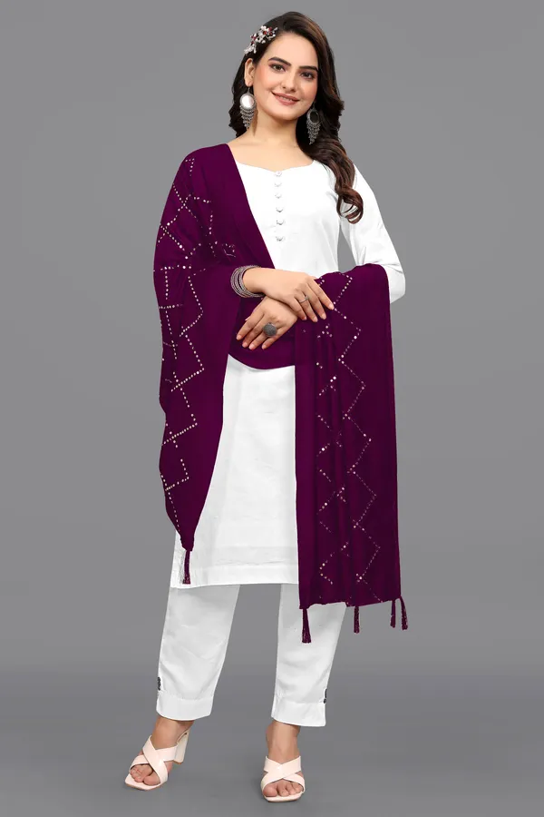Chanderi_Diamond_Checks_Sequin_Dupatta_With_Tassels_Wine