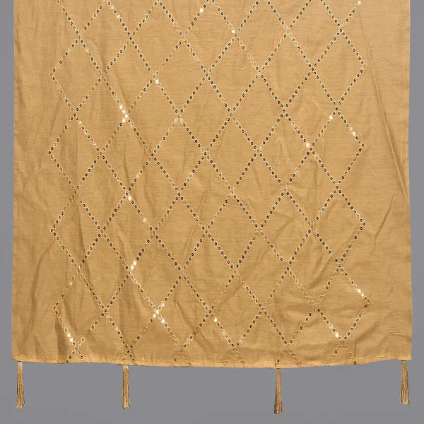 Chanderi_Diamond_Checks_Sequin_Dupatta_With_Tassels_Beige