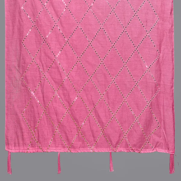 Chanderi_Diamond_Checks_Sequin_Dupatta_With_Tassels_Light_Pink