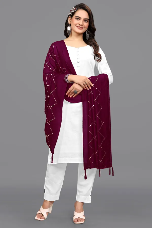 Chanderi_Diamond_Checks_Sequin_Dupatta_With_Tassels_Maroon