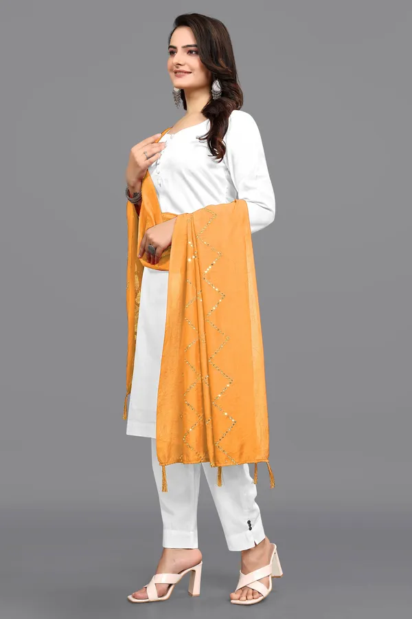 Chanderi_Diamond_Checks_Sequin_Dupatta_With_Tassels_Yellow