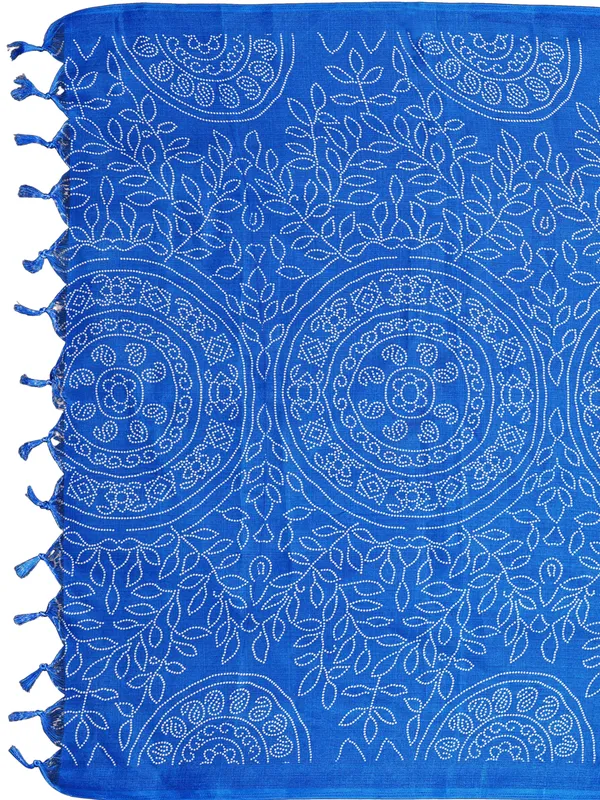 Cotton_Silk_Floral_Bandhani_Print_Dupatta_With_Tassels_Royal_Blue