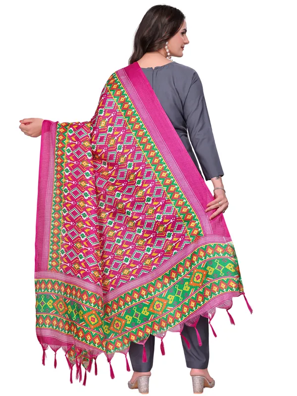 Cotton_Silk_Patola_Digital_Print_Dupatta_With_Tassels_Pink