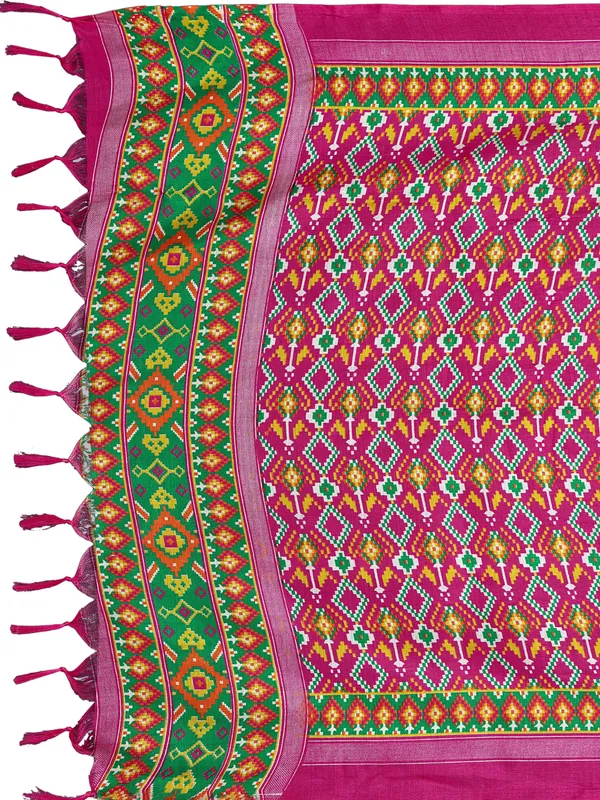 Cotton_Silk_Patola_Digital_Print_Dupatta_With_Tassels_Pink