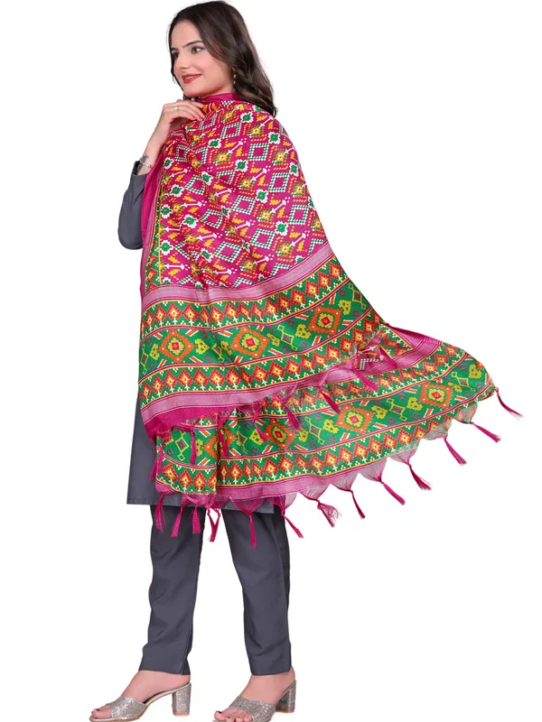 Cotton_Silk_Patola_Digital_Print_Dupatta_With_Tassels_Pink