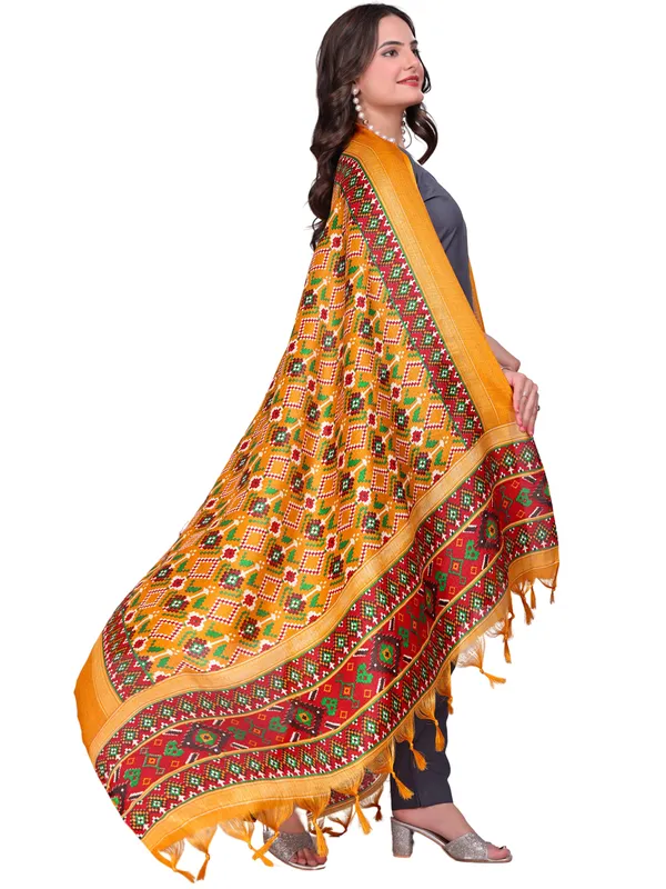 Cotton_Silk_Patola_Digital_Print_Dupatta_With_Tassels_Yellow