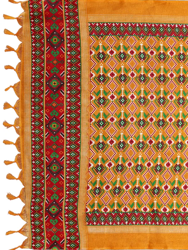 Cotton_Silk_Patola_Digital_Print_Dupatta_With_Tassels_Yellow