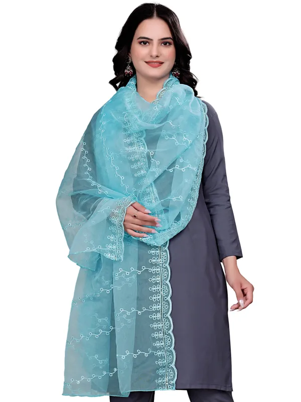 Organza_Embroidered_Dupatta_With_Sequins_Scalloped_Border_Sky_Blue
