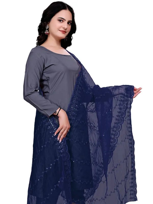 Organza_Embroidered_Dupatta_With_Sequins_Scalloped_Border_Navy_Blue