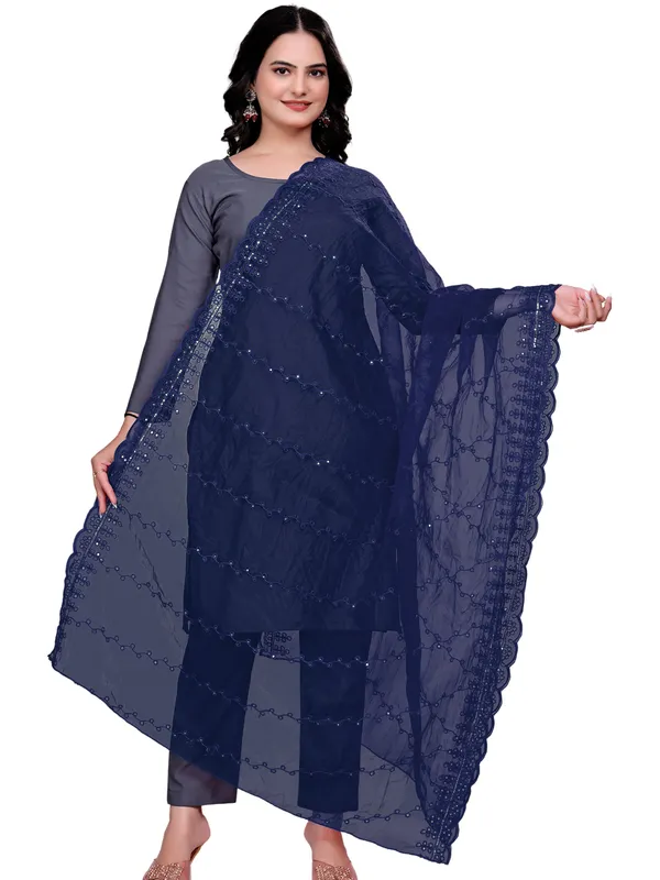 Organza_Embroidered_Dupatta_With_Sequins_Scalloped_Border_Navy_Blue