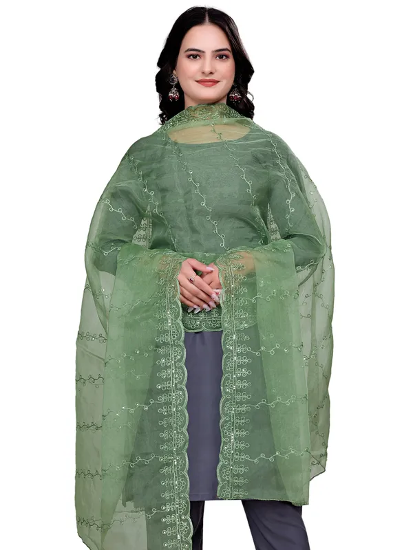 Organza_Embroidered_Dupatta_With_Sequins_Scalloped_Border_Pista_Green