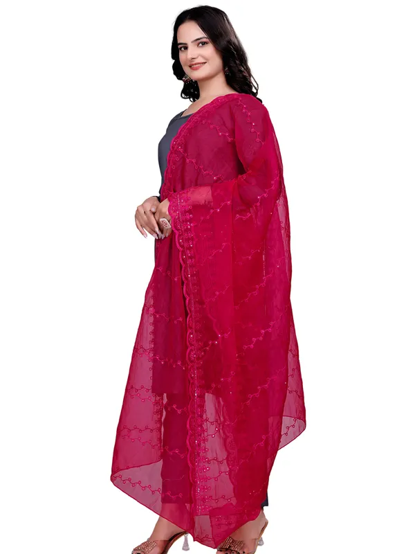 Organza_Embroidered_Dupatta_With_Sequins_Scalloped_Border_Pink