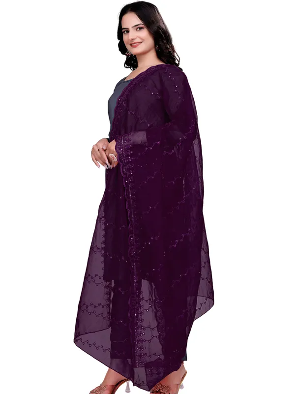 Organza_Embroidered_Dupatta_With_Sequins_Scalloped_Border_Wine