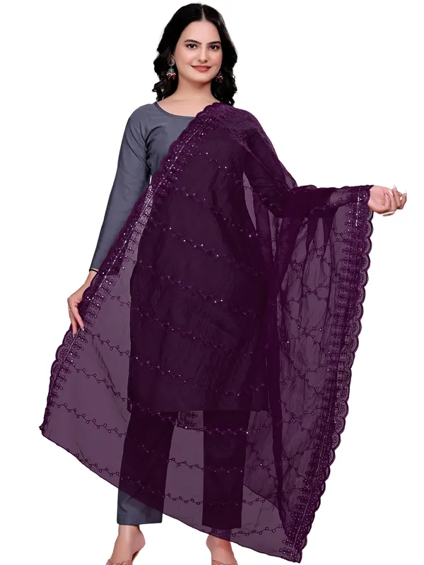 Organza_Embroidered_Dupatta_With_Sequins_Scalloped_Border_Wine